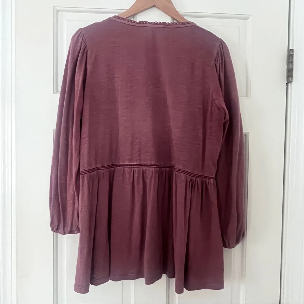 Lucky Brand Dusty Rose Eyelet Peasant Top Medium - Picture 5 of 9